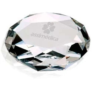 Jaffa (r) Collection - Optical Crystal Faceted Paperweight, 3-1/8" Dia. X 1"h