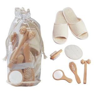 Deluxe His And Her Personal Care Kit With Bath Slippers, Massager And Mirror