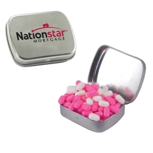 Mint Tin Maniacs - Small Silver Mint Tin With Colored Bullet Candy. Colored Candy In Mint Tin