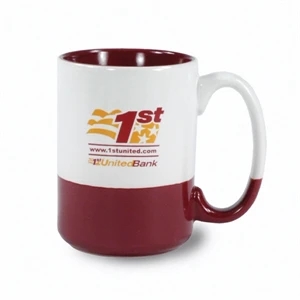 White-maroon - 13 1/2 Oz Ceramic Mug With Bottom And Interior Accent Color