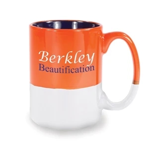 Orange-white - 13 1/2 Oz Ceramic Mug With Bottom And Interior Accent Color
