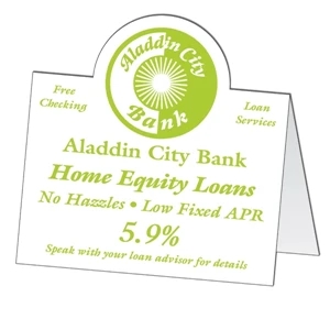 White Card Stock Two Sided Folded Tent Card With Round Top In The Middle