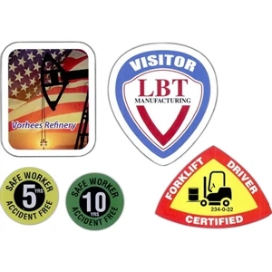 White Reflective - Custom, Die-cut And 4-color Process Hard Hat Decal With Permanent Adhesive