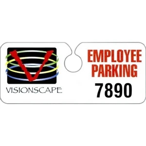 4 3/4" X 2" White .015" Polyethylene Hidden Hang Tag Parking Permit; Spot Color