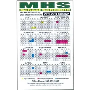 .019" - 3 1/2" X 5 5/8" Full-color School Schedule Magnet With Square Corners