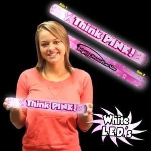 Lumiton - 16" Think Pink Ribbon Light Up Led Soft Foam Baton Cheering Wand
