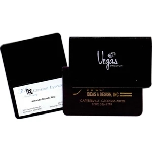 Premium Suedene Vinyl Exterior Business Card Holder With Interior Clear Vinyl Pocket