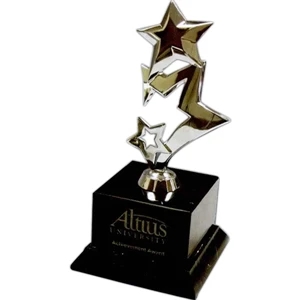 Shooting Star Award. Metal 3 Star Award Comes With A Black Marble Base