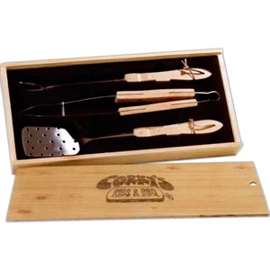 Pine 3 Piece Bbq Gift Set. Box Is Solid Pine. Lid Is Maple And Can Be Lasered
