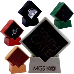 Outstanding Square Coaster Set Of 4 In A Stone Holder Adds To Any Decor