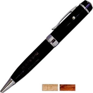 Black Pen With Silver Accents. Features A 2gb Flash Drive And Laser Pointer