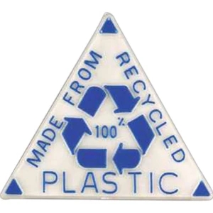 Triangle-shaped Plastic Lapel Pin With "made From 100% Recycled Plastic"
