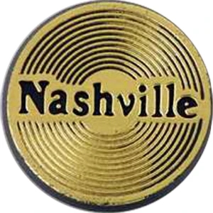 Round Plastic Lapel Pin With "nashville" Lettering And Clutch Style Back