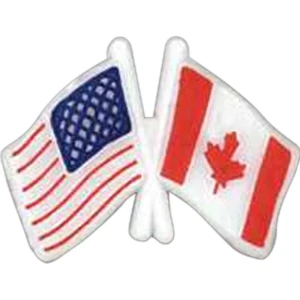 Usa/canadian Crossed Flags-shaped Plastic Lapel Pin With Clutch Back Style