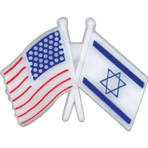 Crossed Usa/israel Flags-shaped Plastic Lapel Pin With Clutch Back Style