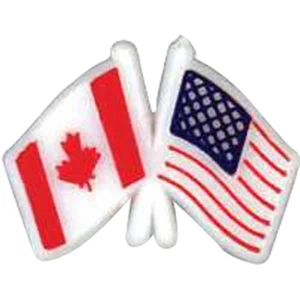 Canadian/usa Crossed Flags-shaped Plastic Lapel Pin With Clutch Back Style