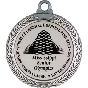 Interlocking Vines On The Border Design - Stock Molded Plastic Frame Medallion With A 7/8" X 30" Neck Ribbon