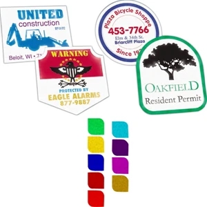5 Or Less Square Inches One Color - White Light Reflective Polyester Custom Shape Decal With Permanent Adhesive