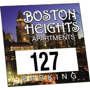 Numbered Vinyl 1 Color - Permanent Adhesive Outside Parking Permit Decal, 3" X 3"