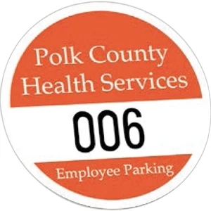 Numbered Vinyl 1 Color - Permanent Adhesive Outside Parking Permit Decal, 2 1/2" Diameter