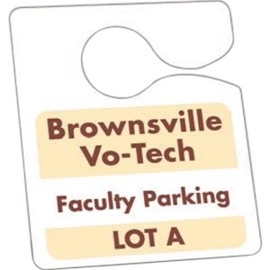 Not Numbered .010" White Plastic - 3" X 3 1/2" - Durable Plastic Hanging Parking Permit
