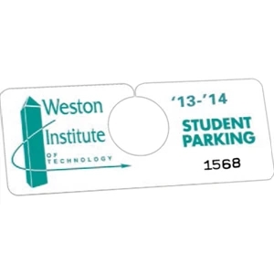 Not Numbered .010" White Plastic - 2" X 5" - Durable Plastic Hanging Parking Permit