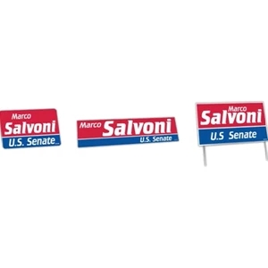 One Color - Political Campaign Kit With Lapel Stickers, Bumper Stickers, And Yard Signs