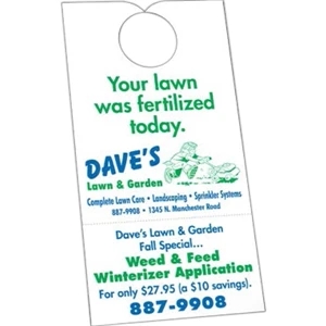 1 Color - Stock Shape Door Hanger, 3 1/2" X 6 3/4", With 2" X 3 1/2" Card