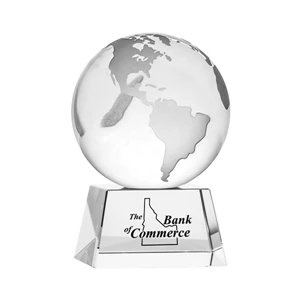 Elegant, Outstanding Crystal Globe Award. Comes In Blue Presentation Box