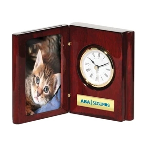 Beautiful Piano Wood Finish With Gold Color Bezel And Roman Numerals Clock Face