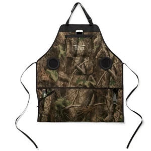 Grill & Groove - Forest Camo Apron With Speakers And Detachable, Adjustable Neck Strap