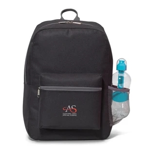 Brooklyn - Black - Backpack With Adjustable Shoulder Straps And Front Zippered Pocket