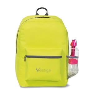 Brooklyn - Neon Green - Backpack With Adjustable Shoulder Straps And Front Zippered Pocket