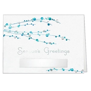 Turquoise Berry Branches - Classic - Holiday Greeting Card 5" X 7" In Size With Stock Design
