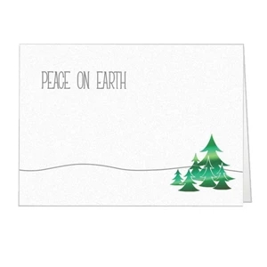 Peace On Earth With Green Trees - Classic - Holiday Greeting Card 5" X 7" In Size With Stock Design