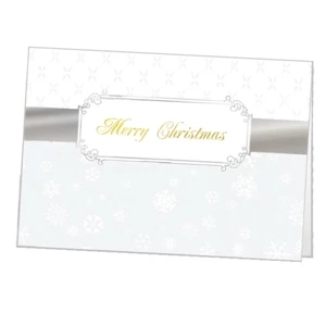 Silver Christmas Ribbon - Classic - Holiday Greeting Card 5" X 7" In Size With Stock Design