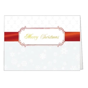 Red Christmas Ribbon - Classic - Holiday Greeting Card 5" X 7" In Size With Stock Design