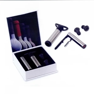 Homestyles (tm) Vineyard - 4 Piece Wine Set With Robotic Wine Opener, Bottle Stoppers And More