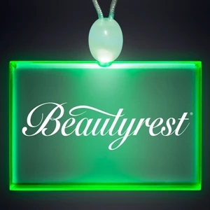 Crystal Clear Rectangle Acrylic Necklace With Imprint, 3 Light Up Functions, 5 Day