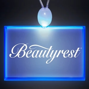 Crystal Clear Rectangle Acrylic Necklace With Imprint, 3 Light Up Functions, 5 Day