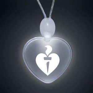 Crystal Clear Heart Acrylic Necklace With Imprint And 3 Light Up Functions, 5 Day