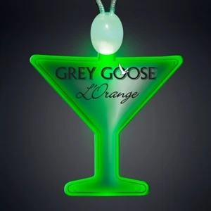 Clear Martini Glass Shape Acrylic Necklace, Imprint And 3 Light Up Functions, 5 Day