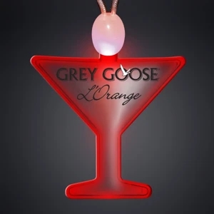 Clear Martini Glass Shape Acrylic Necklace, Imprint And 3 Light Up Functions, 5 Day