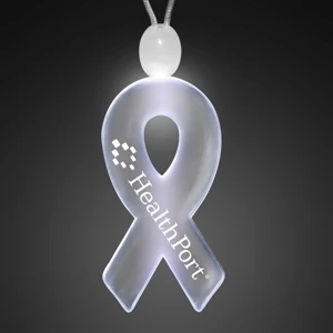 Clear Ribbon Shaped Acrylic Necklace With Imprint And 3 Light Up Functions, 5 Day