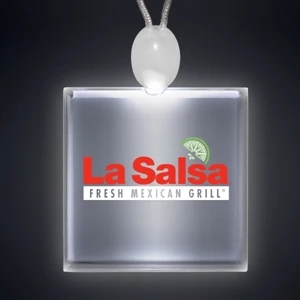 Crystal Clear Square Acrylic Necklace With Imprint And 3 Light Up Functions, 5 Day