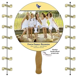 Announcement Hand Fan - 8.5 Inch Diameter Circle. Keep Your Message Handy!