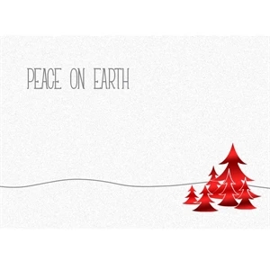 Peace On Earth With Red Trees - Classic - Holiday Greeting Card 5" X 7" In Size With Stock Design