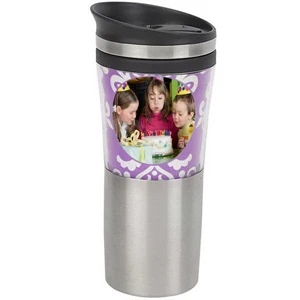 16 Oz. Stainless Steel Tumbler With Plastic Liner With Digital Full Color Paper Insert