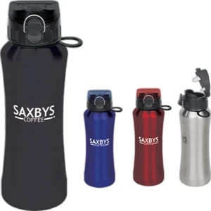 Brushed Silver - Aluminum Water Bottle With Single Wall Drink-thru Flip Lid, 20 Oz