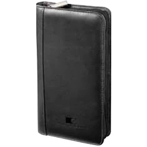 Black Genuine Top Grain Leather Passport Travel Wallet With Zipper Closure